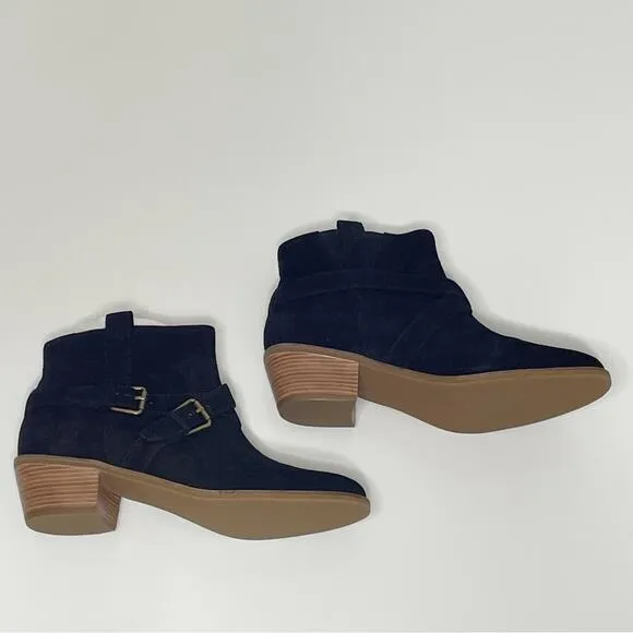 NWT Cole Haan Jensynn Short Boots Booties Suede Leather Buckle Black 8.5
