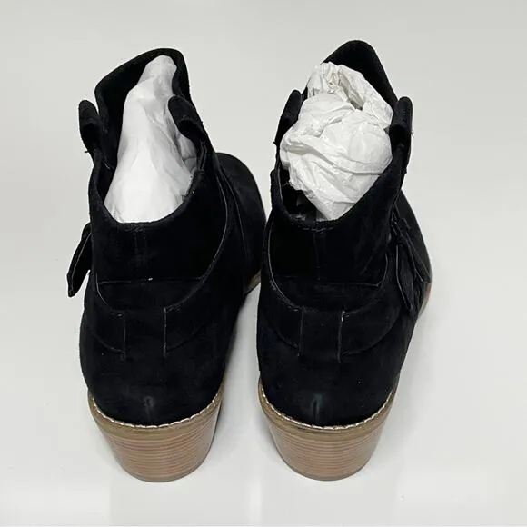 NWT Cole Haan Jensynn Short Boots Booties Suede Leather Buckle Black 8.5