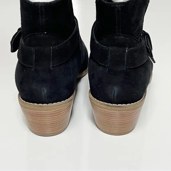 NWT Cole Haan Jensynn Short Boots Booties Suede Leather Buckle Black 8.5