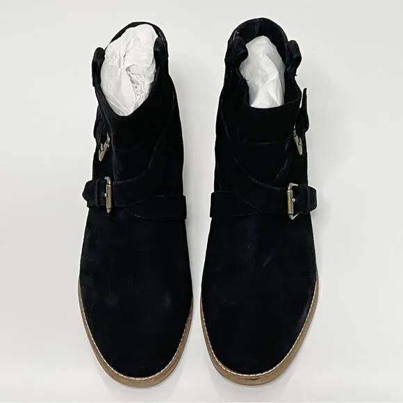 NWT Cole Haan Jensynn Short Boots Booties Suede Leather Buckle Black 8.5