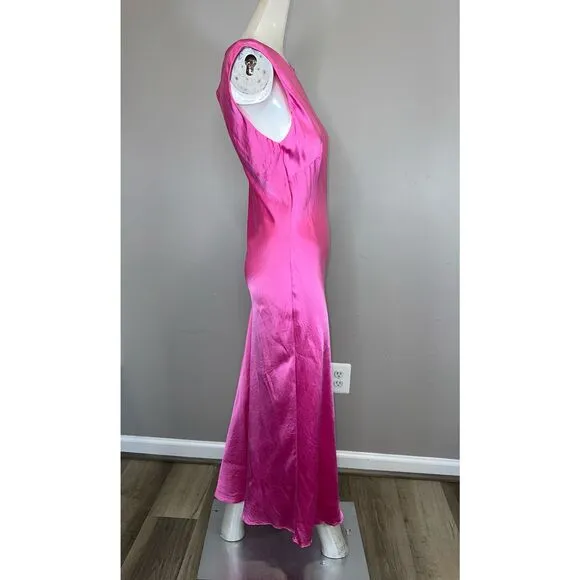 NWT CYNTHIA ROWLEY Claudia Silk Bias Sleeveless Midi Dress - Pink Size 10 $495