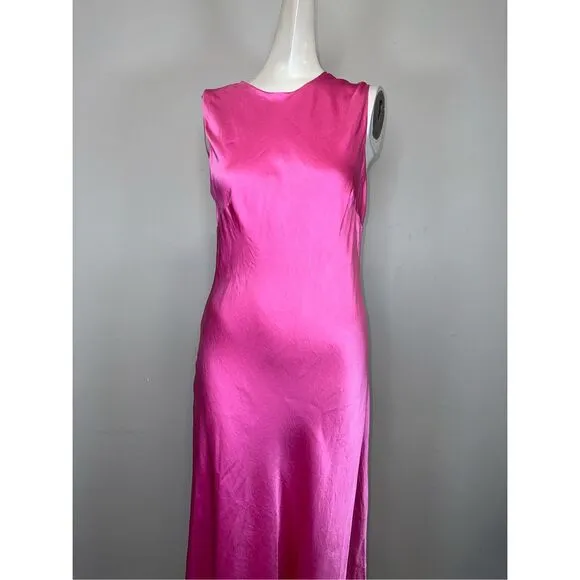 NWT CYNTHIA ROWLEY Claudia Silk Bias Sleeveless Midi Dress - Pink Size 10 $495