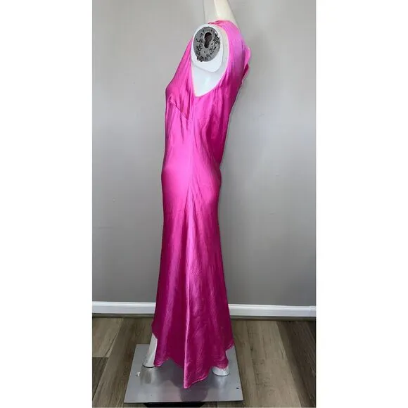 NWT CYNTHIA ROWLEY Claudia Silk Bias Sleeveless Midi Dress - Pink Size 10 $495