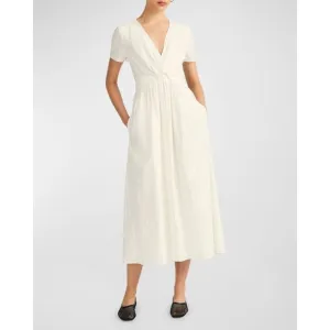 NWT Derek Lam 10 Crosby Esmeray Stripe Linen Blend Midi Dress Cream Green Size 2