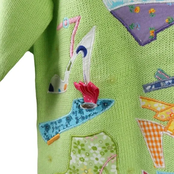 NWT Design Options Philip &amp; Jane Gordon Shoes Applique Cardigan Sweater M