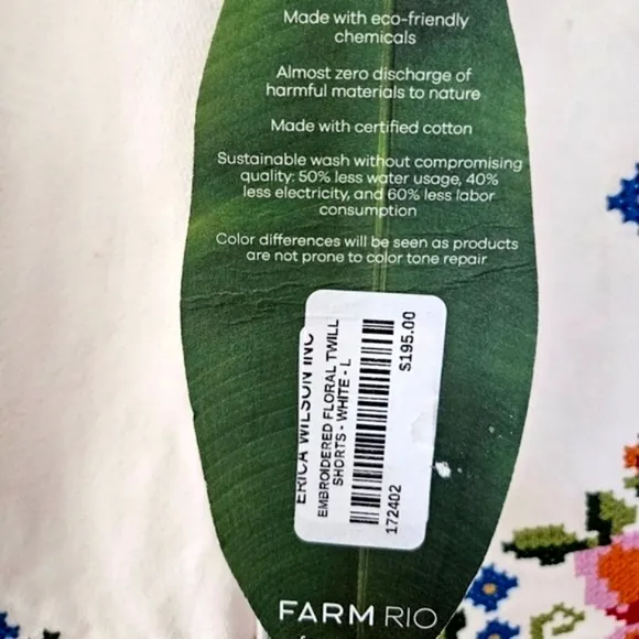 NWT Farm Rio Embroidered Floral Twill Shorts Size:L *RARE*