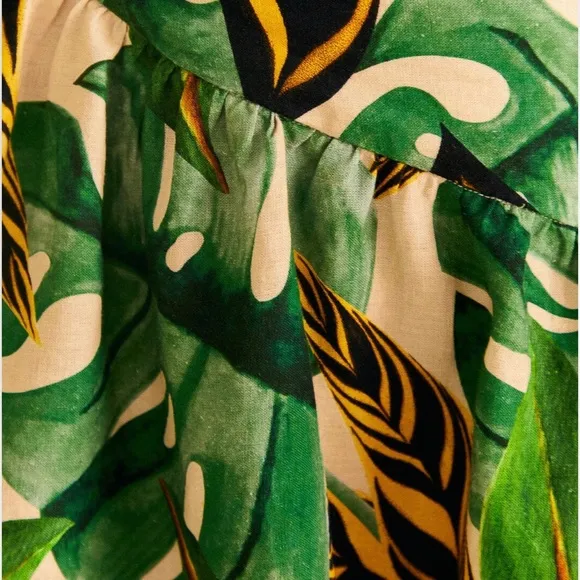 NWT FARM Rio Tropical Leaves One Shoulder Mini Dress