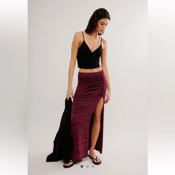 NWT Free People Peak Show Maxi Skirt Size Medium Earth Red Combo