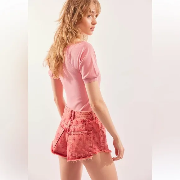 NWT FREE PEOPLE We The Free Mixed Emotions Hi-Lo High Rise Short Sizes 26 &amp; 27