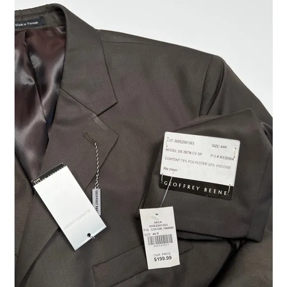 NWT Geoffrey Beene Brown Blazer Size 44R RN 99641