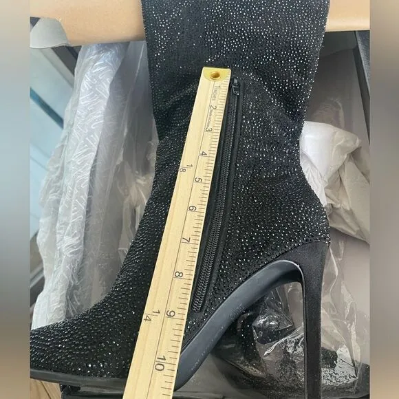 NWT INC Saveriaf Rhinestone Tall Over the knee boots Black SZ 9M