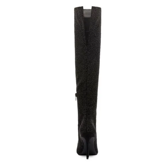 NWT INC Saveriaf Rhinestone Tall Over the knee boots Black SZ 9M
