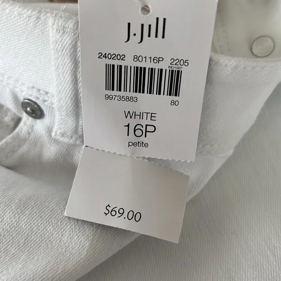 Nwt J. Jill Authentic Fit Jean Shorts Elastic Back Waist White 16P