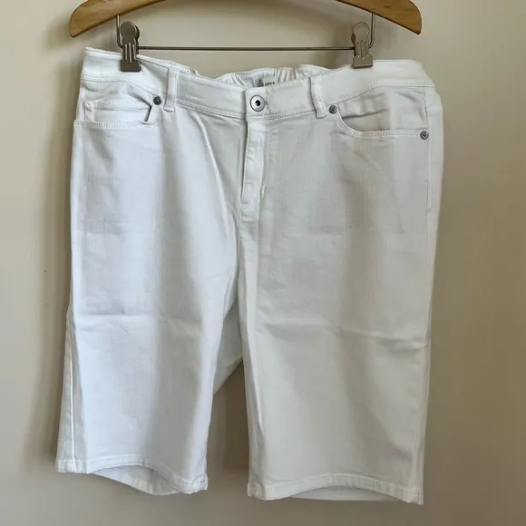 Nwt J. Jill Authentic Fit Jean Shorts Elastic Back Waist White 16P