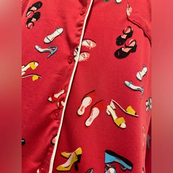 NWT Kate Spade Pajama Set- Red w/ Shoes- Size Medium