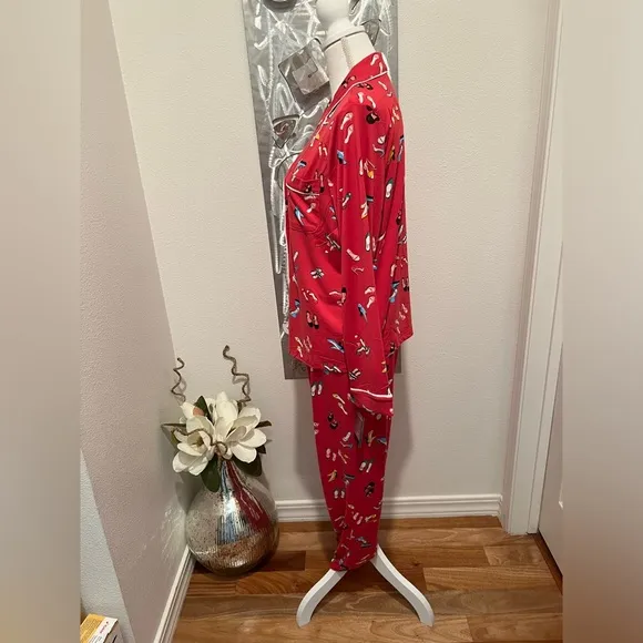 NWT Kate Spade Pajama Set- Red w/ Shoes- Size Medium