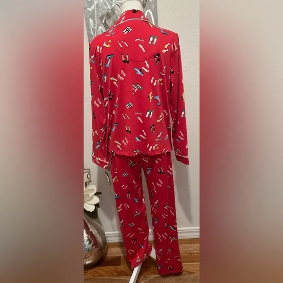 NWT Kate Spade Pajama Set- Red w/ Shoes- Size Medium