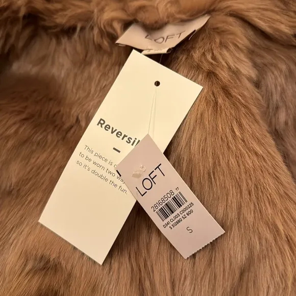 NWT LOFT Reversible Faux Suede Fur Vest Size Medium/ Large