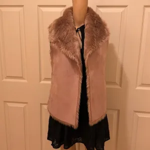 NWT LOFT Reversible Faux Suede Fur Vest Size Medium/ Large
