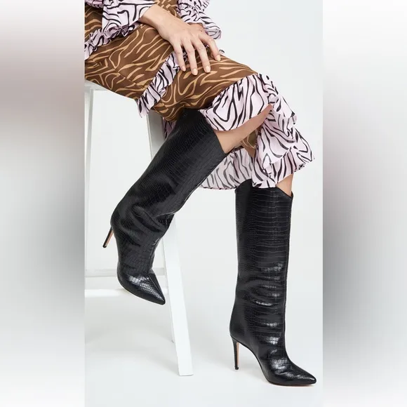 NWT Mariana Croc Tall Boots in Black ♠️