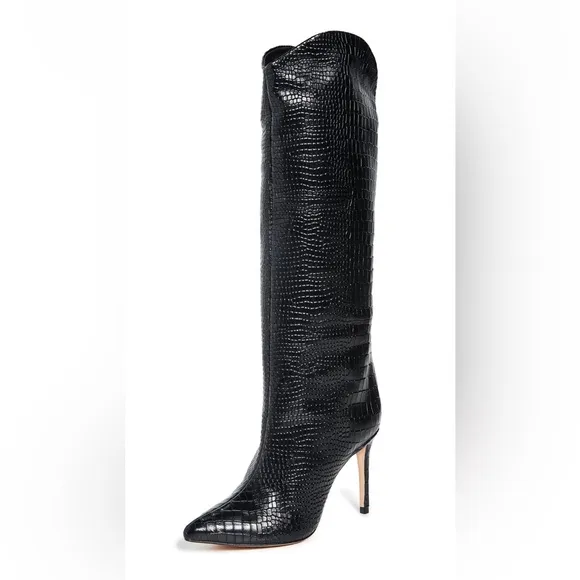 NWT Mariana Croc Tall Boots in Black ♠️