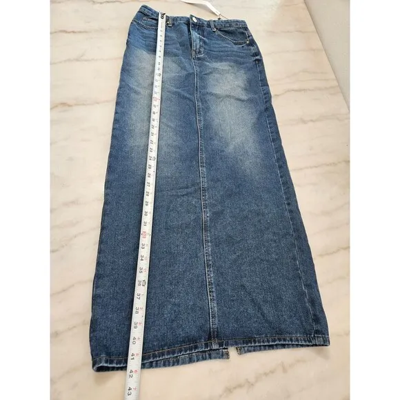 NWT Misguided Women's Blue Denim Jean Long Skirt Size Small