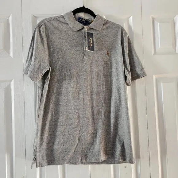 NWT Polo Ralph Lauren Heather Gray Classic Fit Collared Polo T-Shirt Size M