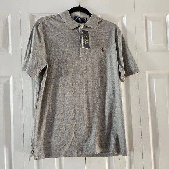 NWT Polo Ralph Lauren Heather Gray Classic Fit Collared Polo T-Shirt Size M