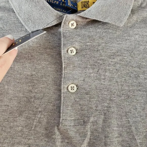 NWT Polo Ralph Lauren Heather Gray Classic Fit Collared Polo T-Shirt Size M