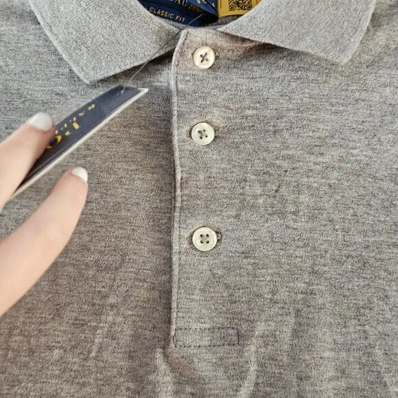NWT Polo Ralph Lauren Heather Gray Classic Fit Collared Polo T-Shirt Size M