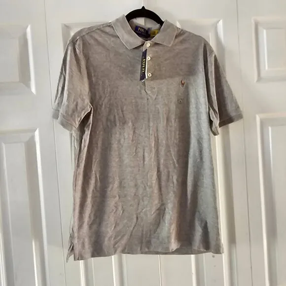 NWT Polo Ralph Lauren Heather Gray Classic Fit Collared Polo T-Shirt Size M