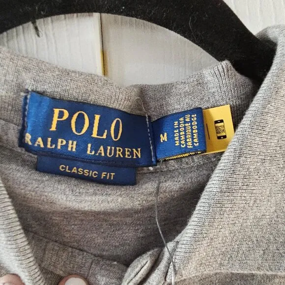 NWT Polo Ralph Lauren Heather Gray Classic Fit Collared Polo T-Shirt Size M