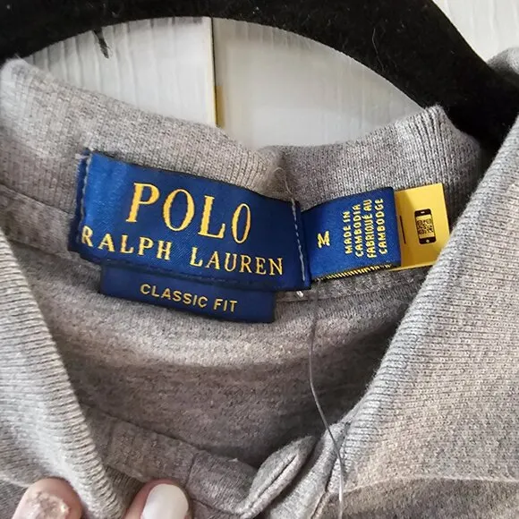 NWT Polo Ralph Lauren Heather Gray Classic Fit Collared Polo T-Shirt Size M