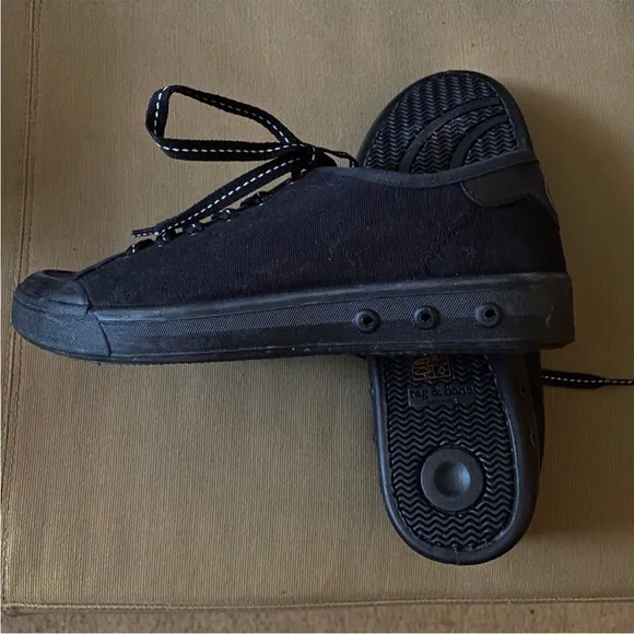 NWT rag &amp; bone sneakers black canvas Standard Issue Lace Up Size 37