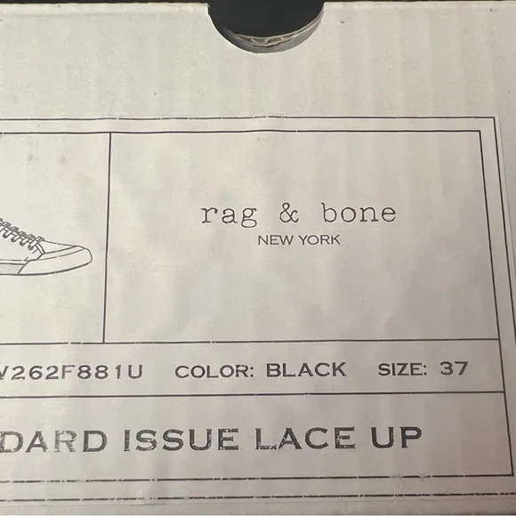 NWT rag &amp; bone sneakers black canvas Standard Issue Lace Up Size 37