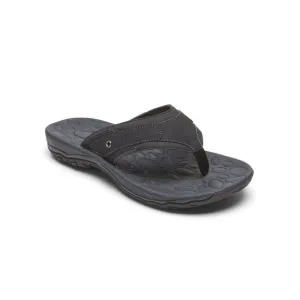 NWT ROCKPORT Mens Black Hayes Round Toe Slip On Thong Sandals Shoes 11 M
