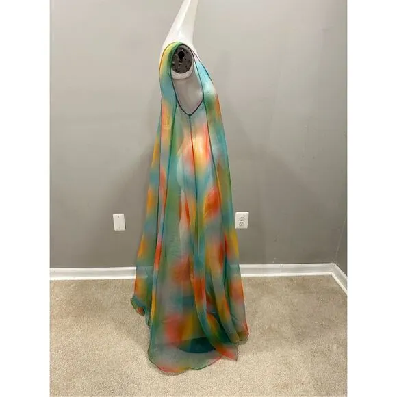 NWT STAUD V-Neck Sleeveless A-Line Maxi Samantha Dress Multi Aura Size Small $59