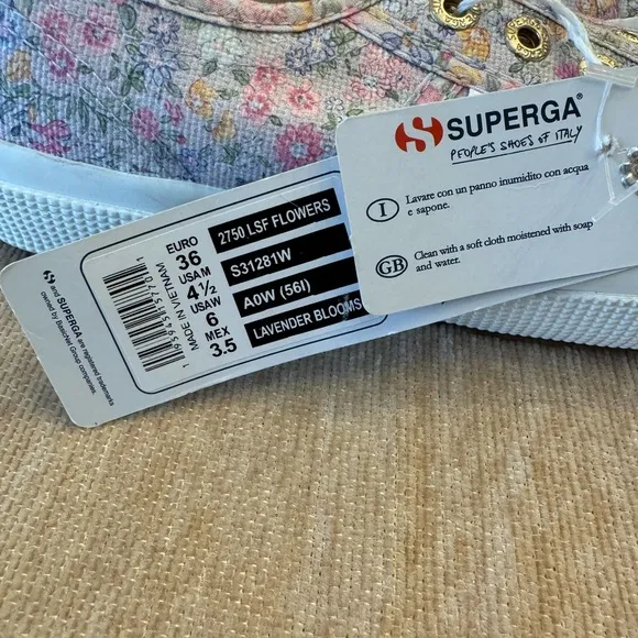NWT! Superga X LOVESHACKFANCY Floral Canvas Sneakers, sz 4.5