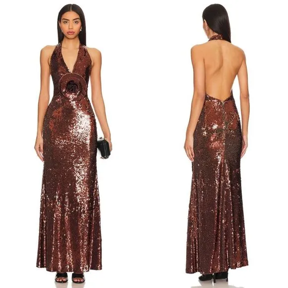 NWT The Bar Grayson Gown in Hot Chocolate Sz US4 $598