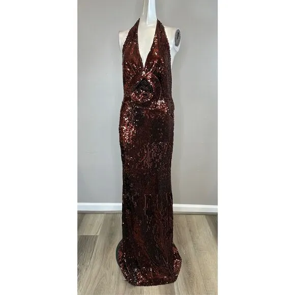 NWT The Bar Grayson Gown in Hot Chocolate Sz US4 $598