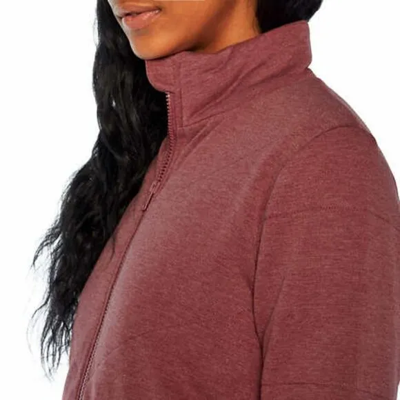 NWT Three Dots Cozy Midweight Insulated Quilted High Low Hem Zip Jacket