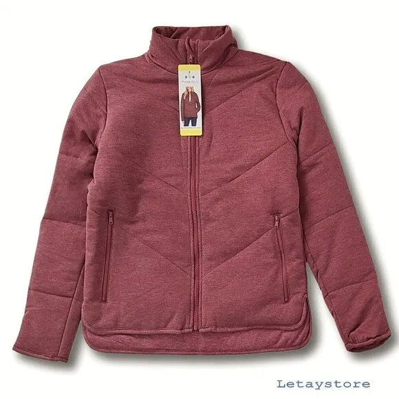 NWT Three Dots Cozy Midweight Insulated Quilted High Low Hem Zip Jacket