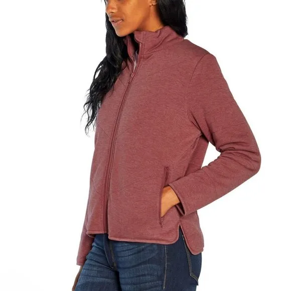 NWT Three Dots Cozy Midweight Insulated Quilted High Low Hem Zip Jacket