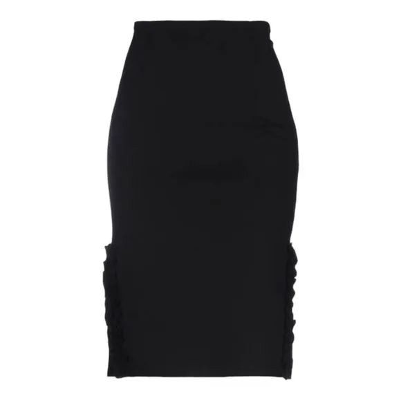 NWT Twinset Milano Pencil Skirt Split Side Ruffle Accent Black