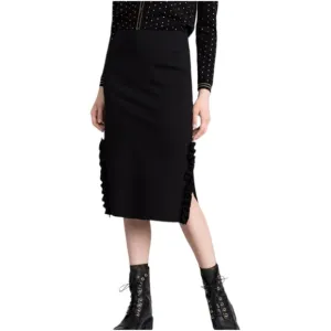NWT Twinset Milano Pencil Skirt Split Side Ruffle Accent Black