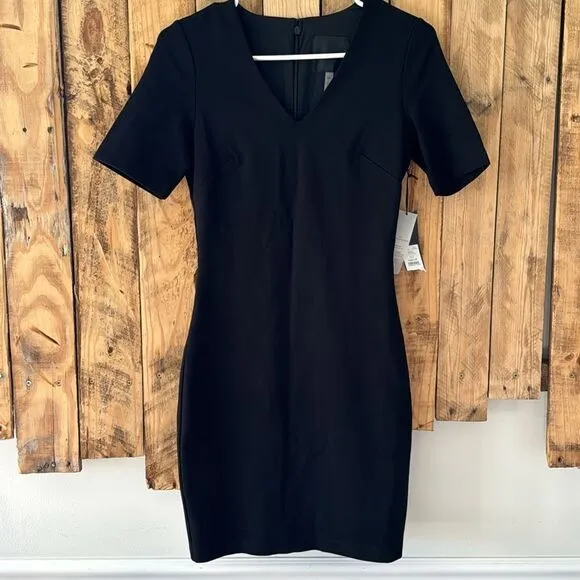 NWT WHBM AURA Short-Sleeve Sculpting Sheath LBD Sexy Dress Size 0P