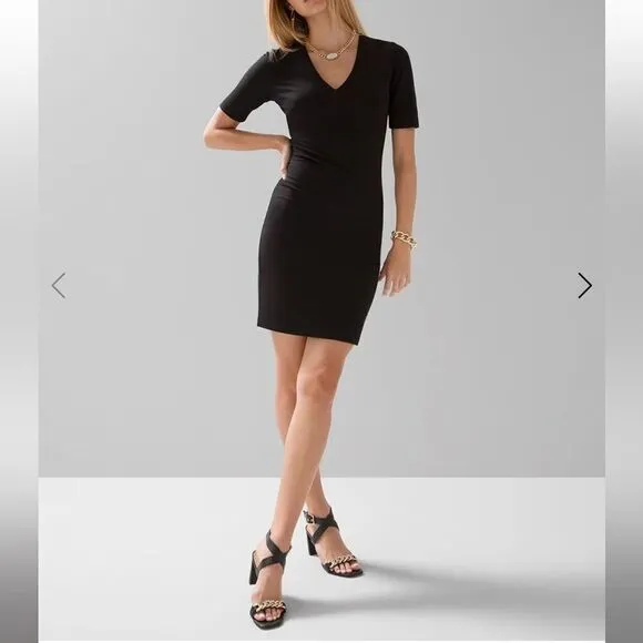 NWT WHBM AURA Short-Sleeve Sculpting Sheath LBD Sexy Dress Size 0P