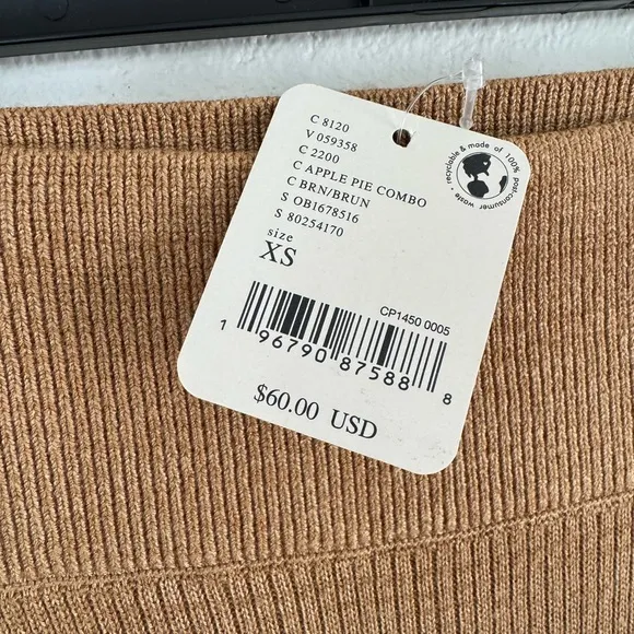 NWT XS Free People Knit Maxi Skirt Brown/Tan