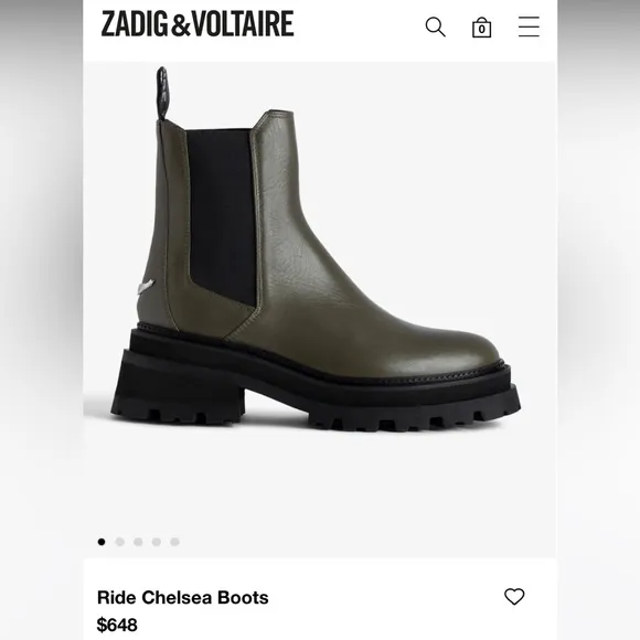 NWT Zadig and &amp; Voltaire Ride Semy Shiny Chelsea Platform Boots Silver Wings