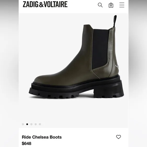 NWT Zadig and &amp; Voltaire Ride Semy Shiny Chelsea Platform Boots Silver Wings